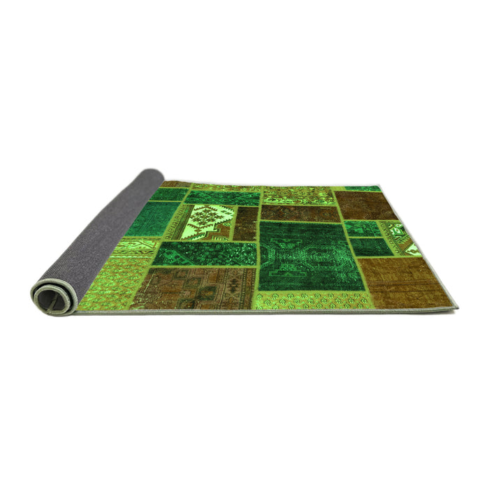 Sideview of Patchwork Green Transitional Rug, abs1995grn