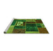 Sideview of Machine Washable Patchwork Green Transitional Area Rugs, wshabs1995grn