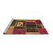 Sideview of Machine Washable Patchwork Brown Transitional Rug, wshabs1995brn