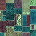 Square Patchwork Turquoise Transitional Rug, abs1995turq