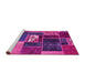 Sideview of Machine Washable Patchwork Pink Transitional Rug, wshabs1995pnk