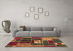 Machine Washable Patchwork Brown Transitional Rug in a Living Room,, wshabs1995brn