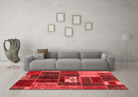 Machine Washable Patchwork Red Transitional Rug, wshabs1995red