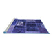 Sideview of Machine Washable Patchwork Blue Transitional Rug, wshabs1995blu