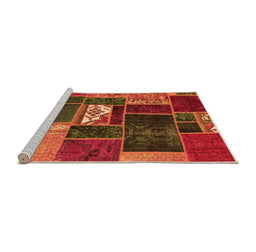 Sideview of Machine Washable Patchwork Orange Transitional Area Rugs, wshabs1995org