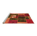 Sideview of Machine Washable Patchwork Orange Transitional Area Rugs, wshabs1995org