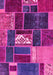 Machine Washable Patchwork Pink Transitional Rug, wshabs1995pnk