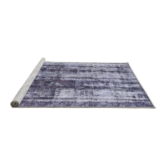 Sideview of Machine Washable Abstract Blue Rug, wshabs1996