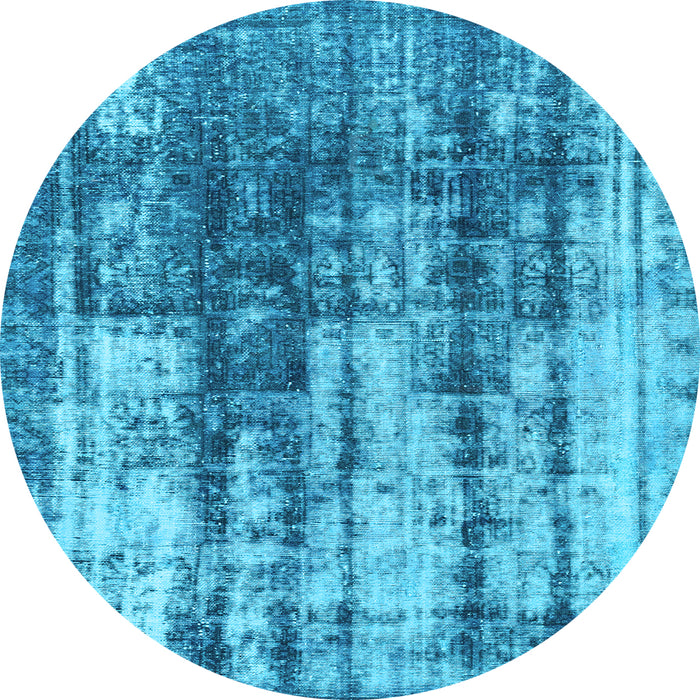 Round Abstract Light Blue Modern Rug, abs1996lblu