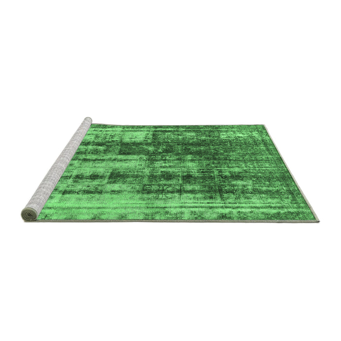 Sideview of Machine Washable Abstract Emerald Green Modern Area Rugs, wshabs1996emgrn