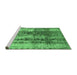 Sideview of Machine Washable Abstract Emerald Green Modern Area Rugs, wshabs1996emgrn