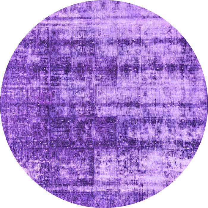 Round Machine Washable Abstract Purple Modern Area Rugs, wshabs1996pur