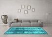 Machine Washable Abstract Turquoise Modern Area Rugs in a Living Room,, wshabs1996turq