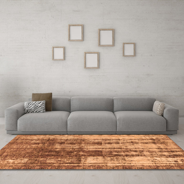 Machine Washable Abstract Orange Modern Area Rugs in a Living Room, wshabs1996org