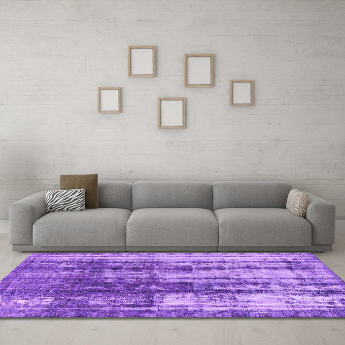 Machine Washable Abstract Purple Modern Area Rugs in a Living Room, wshabs1996pur
