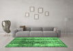 Machine Washable Abstract Emerald Green Modern Area Rugs in a Living Room,, wshabs1996emgrn