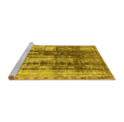 Sideview of Machine Washable Abstract Yellow Modern Rug, wshabs1996yw