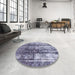 Round Abstract Blue Modern Rug in a Office, abs1996