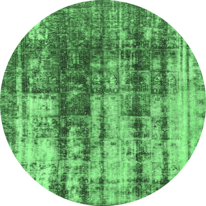 Round Abstract Emerald Green Modern Rug, abs1996emgrn
