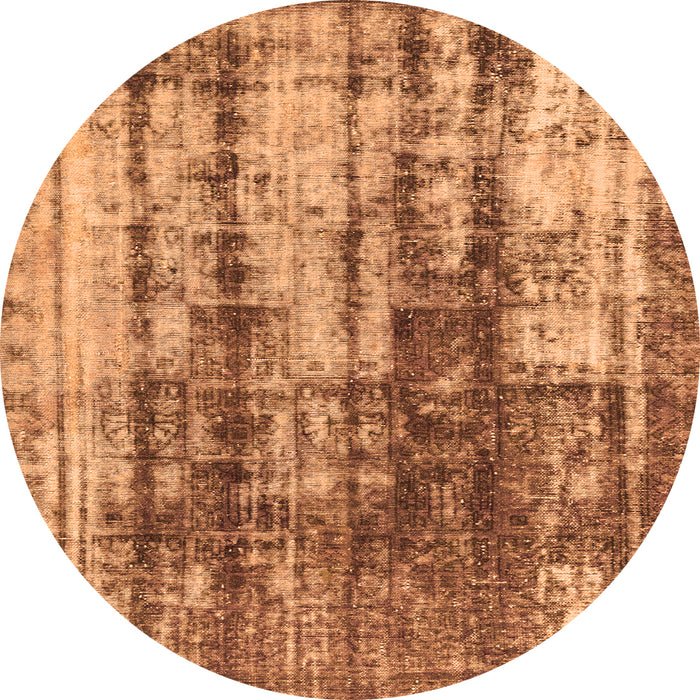 Round Machine Washable Abstract Orange Modern Area Rugs, wshabs1996org