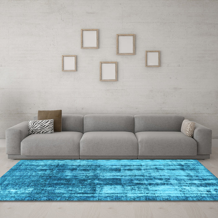 Machine Washable Abstract Light Blue Modern Rug in a Living Room, wshabs1996lblu