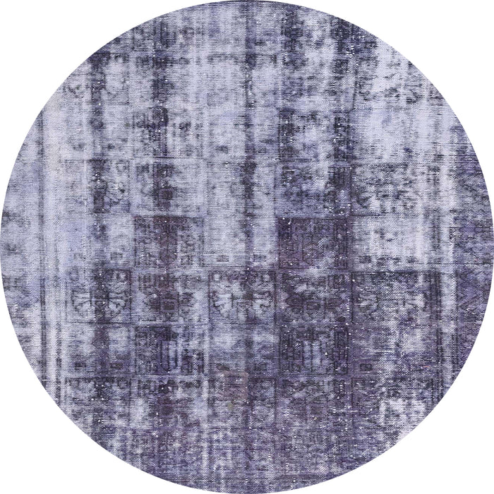 Round Machine Washable Abstract Blue Rug, wshabs1996