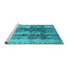 Sideview of Machine Washable Abstract Turquoise Modern Area Rugs, wshabs1996turq