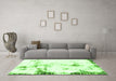 Machine Washable Abstract Green Modern Area Rugs in a Living Room,, wshabs1997grn