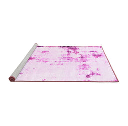 Sideview of Machine Washable Abstract Pink Modern Rug, wshabs1997pnk