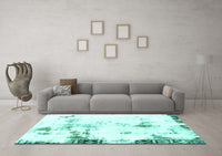 Machine Washable Abstract Turquoise Modern Rug, wshabs1997turq