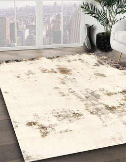 Abstract Blanched Almond Beige Modern Rug in Family Room, abs1997