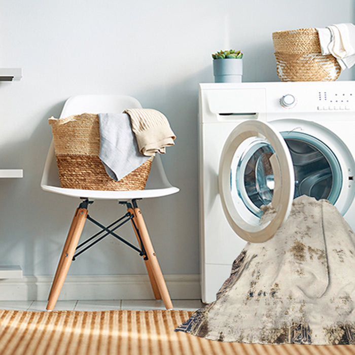 Machine Washable Abstract Blanched Almond Beige Rug in a Washing Machine, wshabs1997