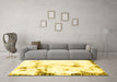 Machine Washable Abstract Yellow Modern Rug in a Living Room, wshabs1997yw