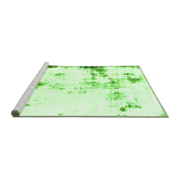 Sideview of Machine Washable Abstract Green Modern Area Rugs, wshabs1997grn