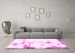 Machine Washable Abstract Pink Modern Rug in a Living Room, wshabs1997pnk