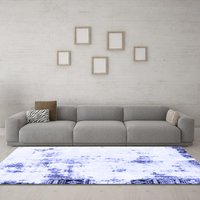 Machine Washable Abstract Blue Modern Rug in a Living Room, wshabs1997blu