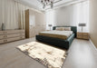 Abstract Blanched Almond Beige Modern Rug in a Bedroom, abs1997