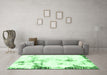 Machine Washable Abstract Emerald Green Modern Area Rugs in a Living Room,, wshabs1997emgrn