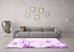 Machine Washable Abstract Purple Modern Area Rugs in a Living Room, wshabs1997pur