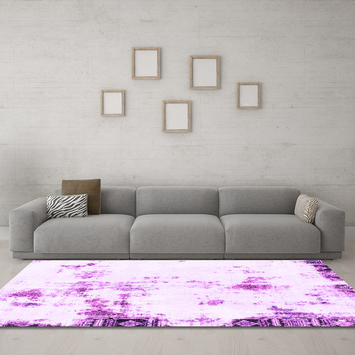 Machine Washable Abstract Purple Modern Area Rugs in a Living Room, wshabs1997pur