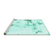 Sideview of Machine Washable Abstract Turquoise Modern Area Rugs, wshabs1997turq