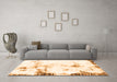 Machine Washable Abstract Orange Modern Area Rugs in a Living Room, wshabs1997org