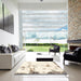 Square Abstract Blanched Almond Beige Modern Rug in a Living Room, abs1997