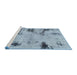 Sideview of Machine Washable Abstract Koi Blue Rug, wshabs1998