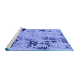 Sideview of Machine Washable Persian Blue Bohemian Rug, wshabs1998blu