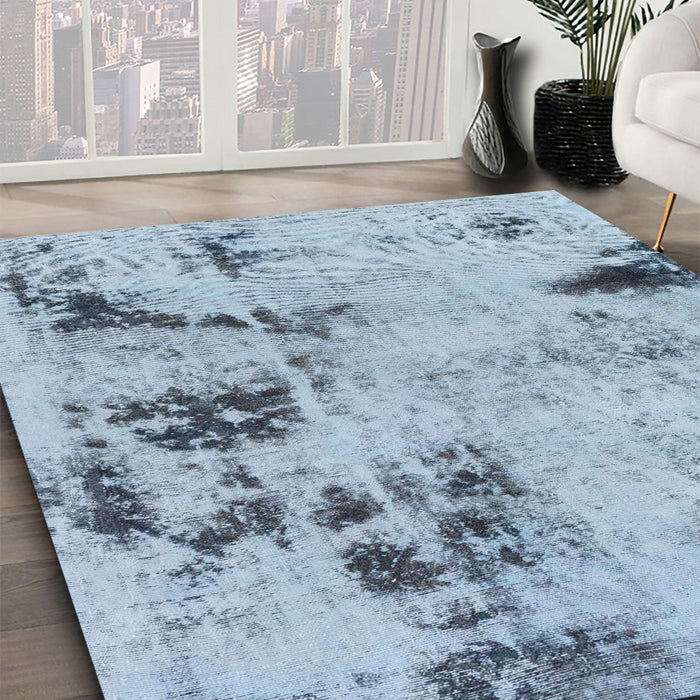Machine Washable Abstract Koi Blue Rug in a Family Room, wshabs1998