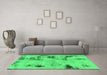 Machine Washable Persian Green Bohemian Area Rugs in a Living Room,, wshabs1998grn