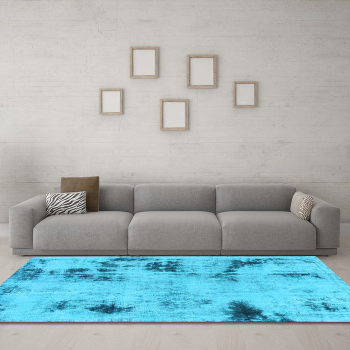 Machine Washable Persian Light Blue Bohemian Rug in a Living Room, wshabs1998lblu