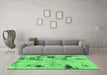 Machine Washable Persian Emerald Green Bohemian Area Rugs in a Living Room,, wshabs1998emgrn