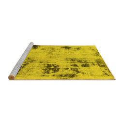 Sideview of Machine Washable Persian Yellow Bohemian Rug, wshabs1998yw